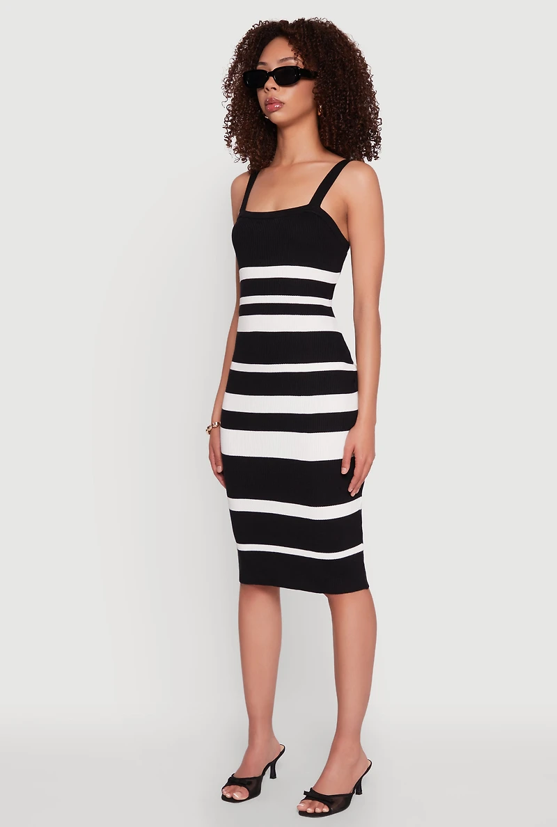 Womens Madden Girl Striped Rib Knit Tank Dress, Multi, Size M