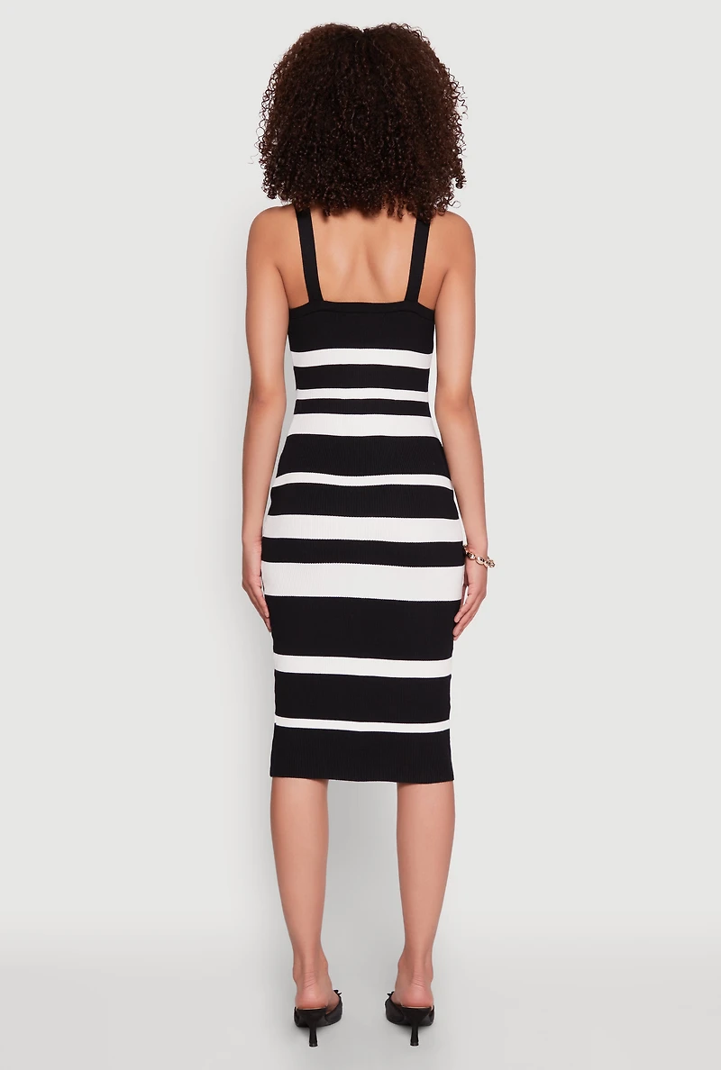 Womens Madden Girl Striped Rib Knit Tank Dress, Multi, Size M