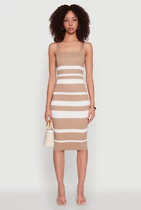 Womens Madden Girl Striped Rib Knit Tank Dress, L