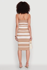 Womens Madden Girl Striped Rib Knit Tank Dress, Beige, Size M
