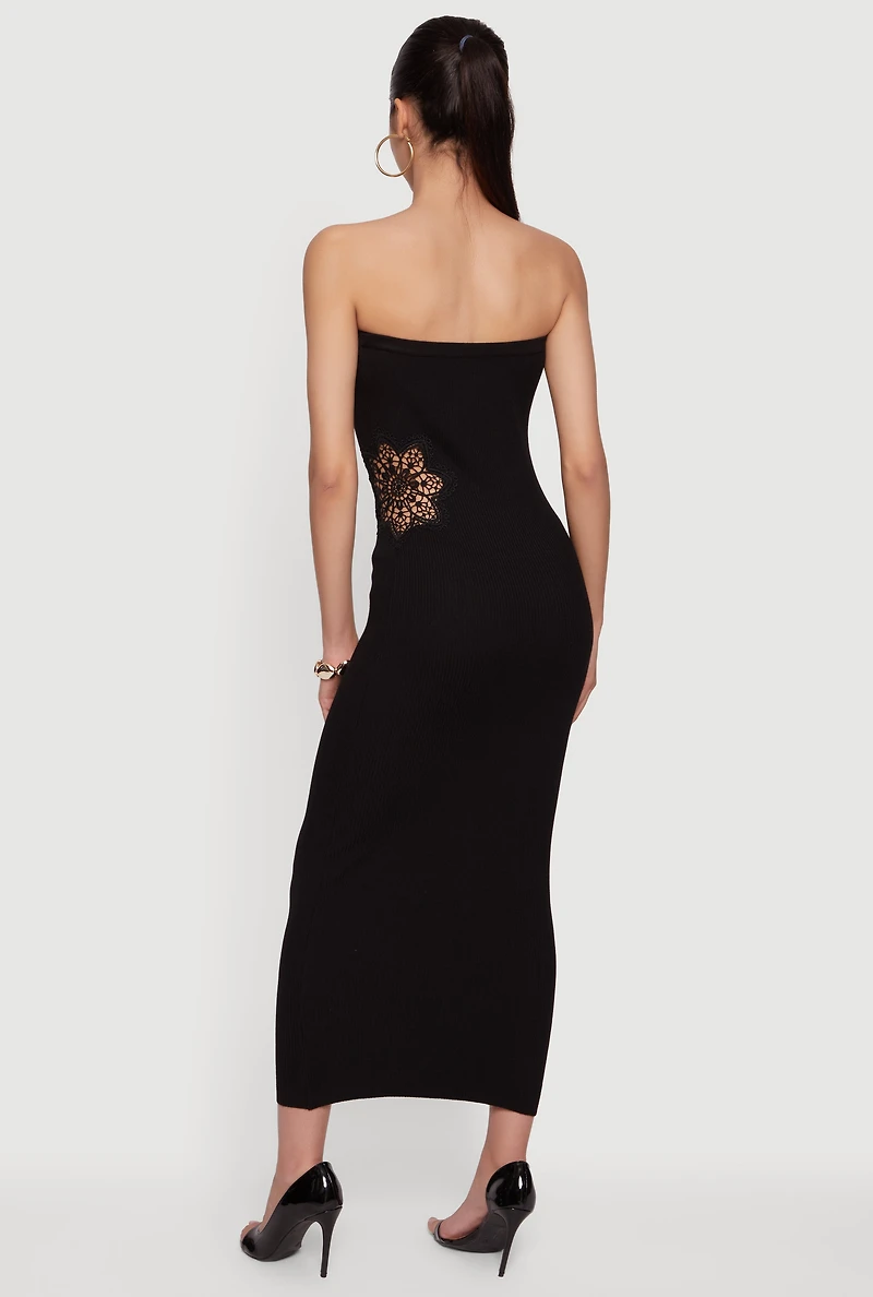 Almost Famous Floral Crochet Detail Tube Dress