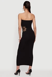 Almost Famous Floral Crochet Detail Tube Dress