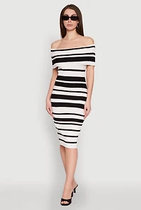 Almost Famous Off the Shoulder Striped Dress