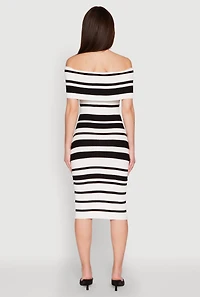 Womens Almost Famous Off the Shoulder Striped Dress, Multi, Size M