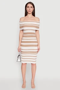 Womens Almost Famous Off the Shoulder Striped Dress,