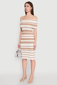 Womens Almost Famous Off the Shoulder Striped Dress,