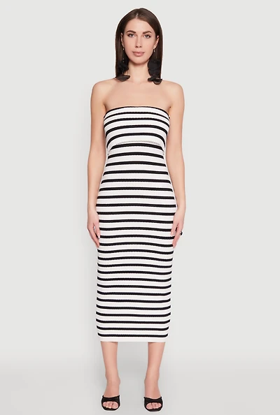 Womens Almost Famous Striped Fold Over Tube Dress, Multi, Size S