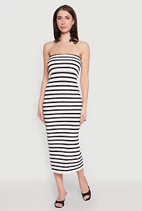 Almost Famous Striped Fold Over Tube Dress