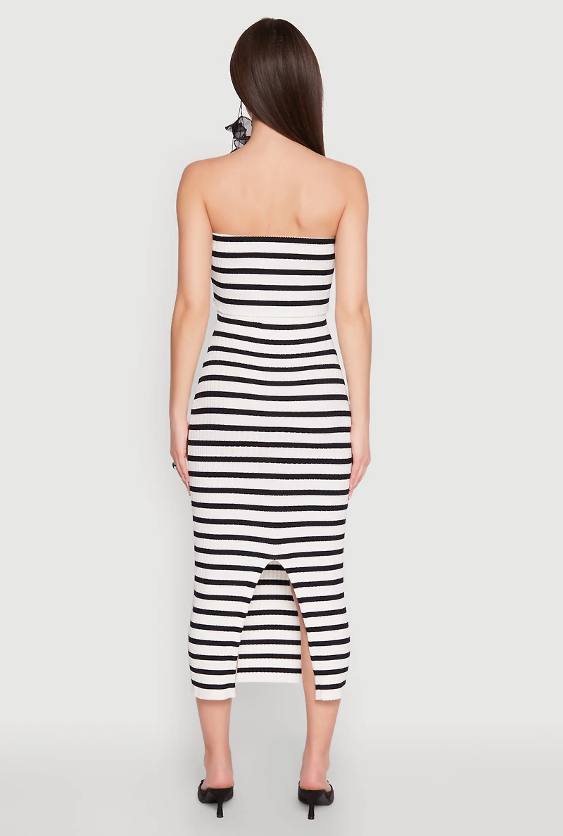 Almost Famous Striped Fold Over Tube Dress