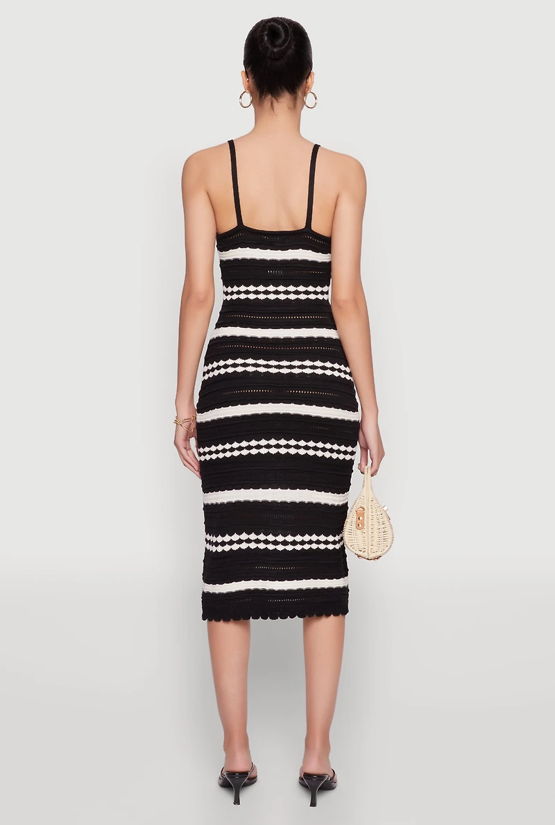 Womens Almost Famous Striped Cami Dress, Black, Size L