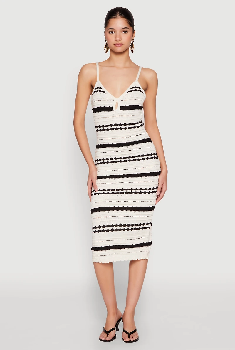 Womens Almost Famous Striped Cami Dress, White, Size M