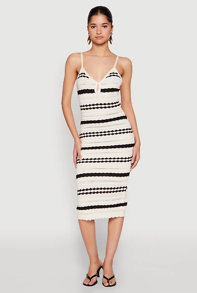 Womens Almost Famous Striped Cami Dress, White, Size M