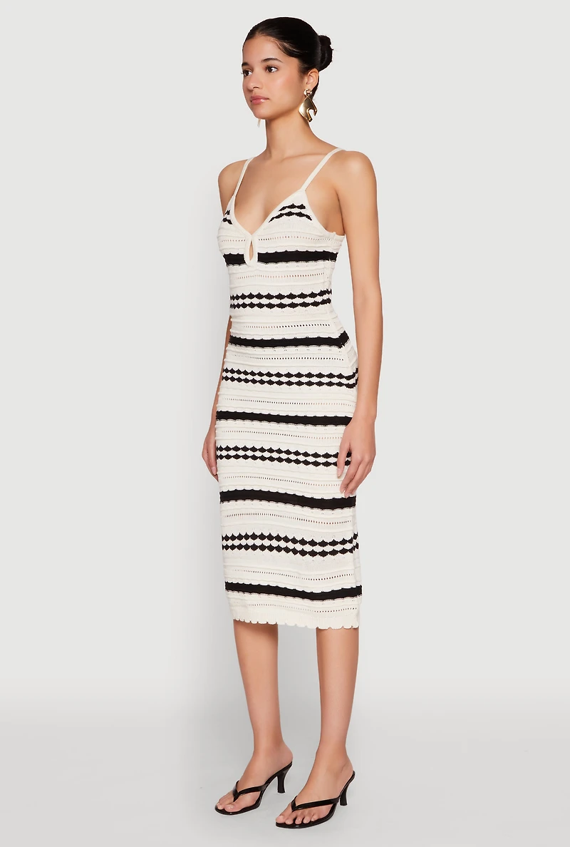 Womens Almost Famous Striped Cami Dress, White, Size M