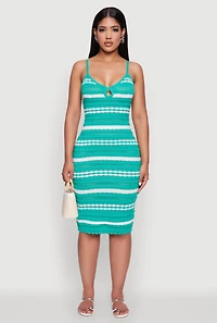 Womens Almost Famous Striped Cami Dress, Green, Size M