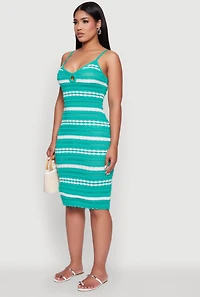 Womens Almost Famous Striped Cami Dress, Green, Size M