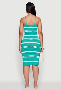 Womens Almost Famous Striped Cami Dress, Green, Size M