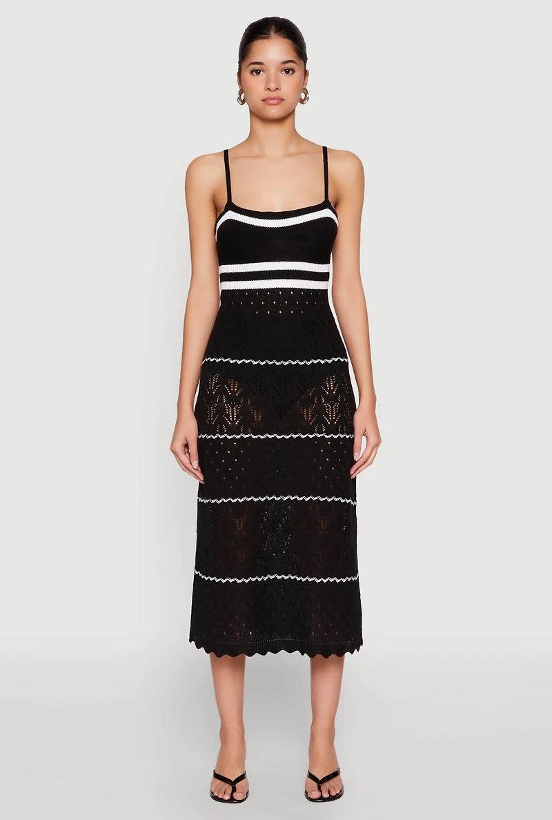 Womens Almost Famous Contrast Trim Midi Dress, Black, Size M