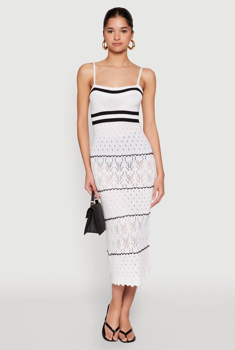 Womens Almost Famous Contrast Trim Midi Dress, White,