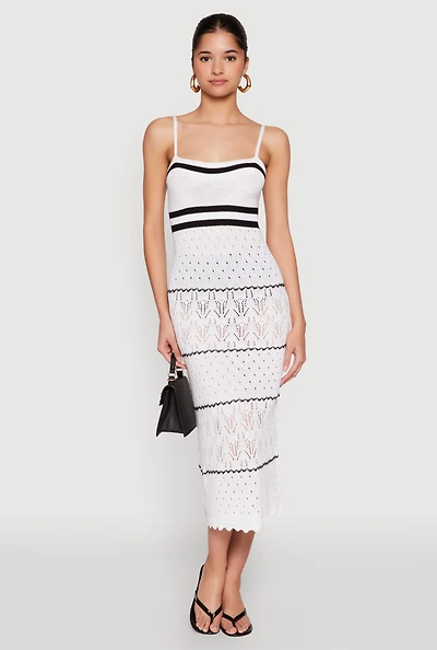 Womens Almost Famous Contrast Trim Midi Dress, White,
