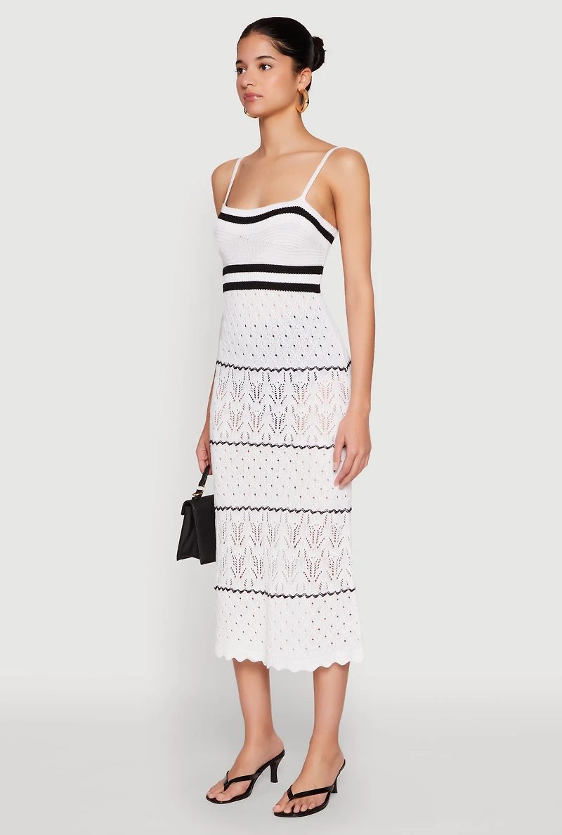 Womens Almost Famous Contrast Trim Midi Dress, White,