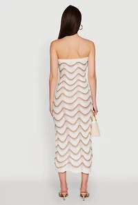 Womens Madden Girl Pointelle Knit Strapless Tube Dress with Side Slit, Multi,