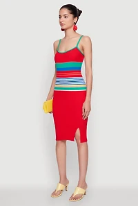 Womens Madden Girl Striped Cami Dress with Side Slit, Multi, Size M