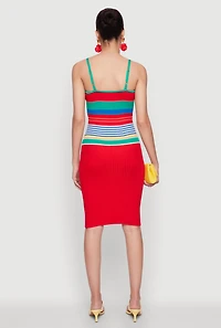 Womens Madden Girl Striped Cami Dress with Side Slit, Multi, Size M
