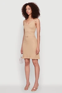 Womens Madden Girl Crochet Cami Dress with Tie Straps and Scallop Trim,