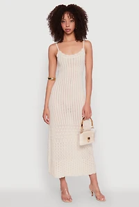 Womens Madden Girl Pointelle Knit Cami Maxi Dress, Beige, Size M