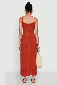 Womens Madden Girl Pointelle Knit Cami Maxi Dress, Orange, Size L