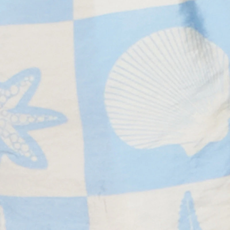 Trendy Crepe Knit High Waisted Beach Print Shorts