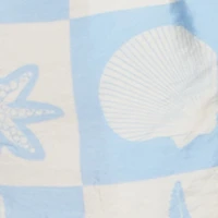 Trendy Crepe Knit High Waisted Beach Print Shorts