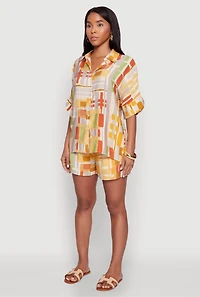 Abstract Geometric Print Airy Shirt