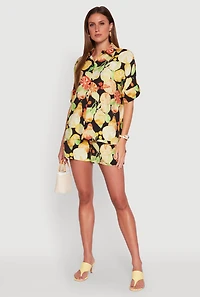 Womens Airy Fruit Print Shorts, Multi, Size S