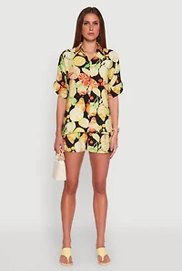 Womens Airy Fruit Print Shorts, Multi, Size L