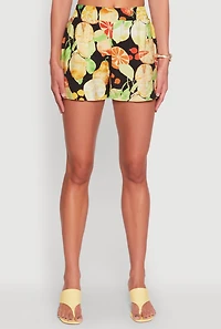 Womens Airy Fruit Print Shorts, Multi, Size S