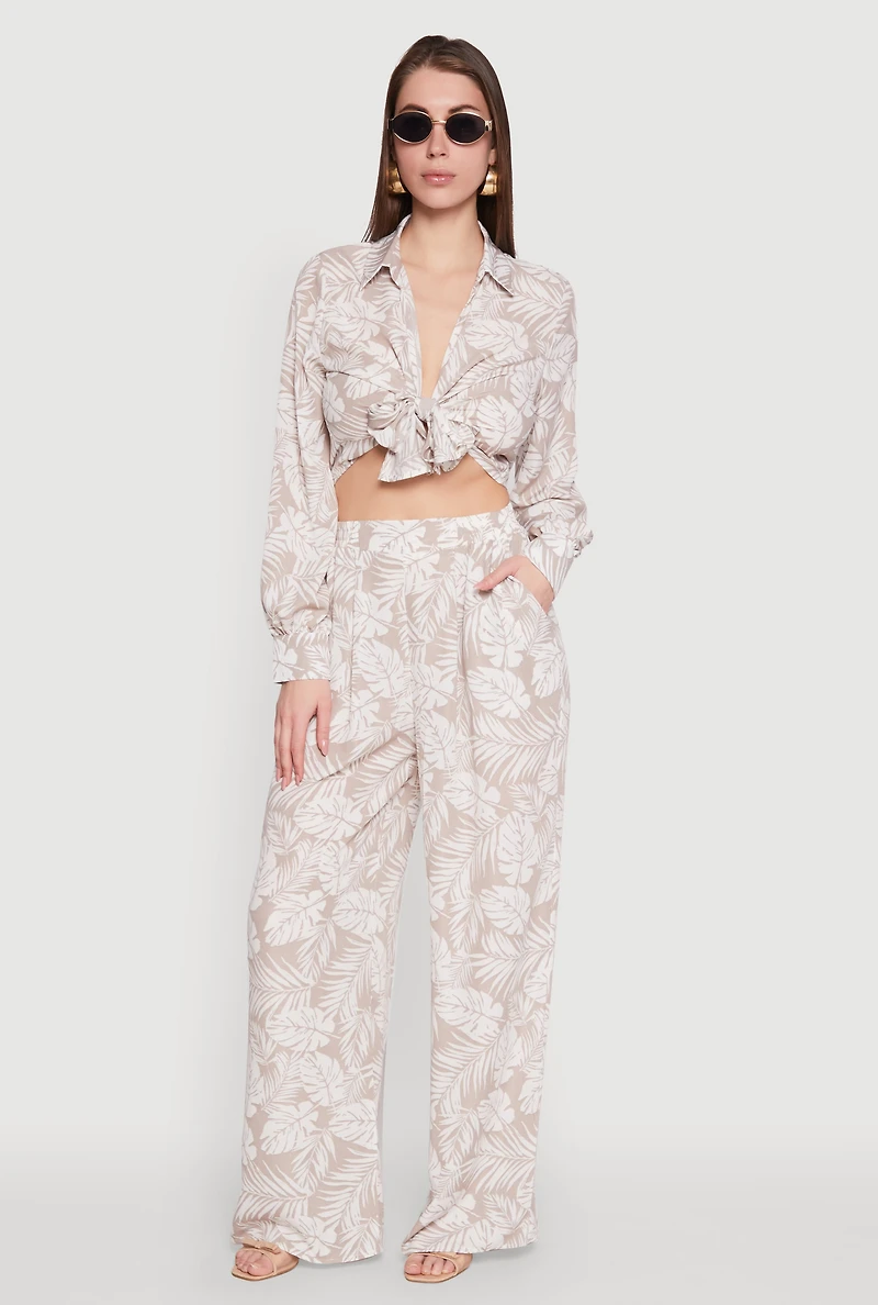 Airy Collared Tie Front Blouse