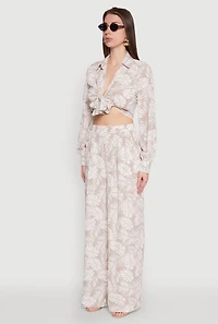 Airy Collared Tie Front Blouse