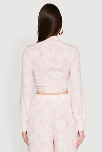 Womens Airy Collared Tie Front Blouse, Pink, Size S