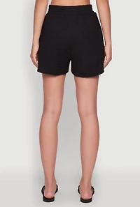 Womens Trendy High Waisted Textured Knit Shorts for Casual Wear,
