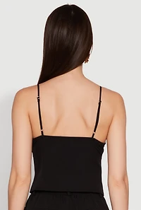 Womens Chic Sleeveless Sweetheart Top with Button Details, Black, Size L