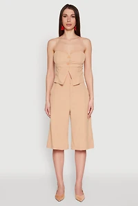 Womens Chic Sleeveless Sweetheart Top with Button Details,