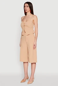 Womens Chic Sleeveless Sweetheart Top with Button Details,