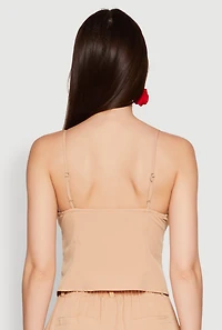 Womens Chic Sleeveless Sweetheart Top with Button Details,