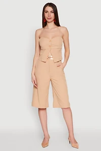 Stylish High Waisted Wide Leg Bermuda Shorts