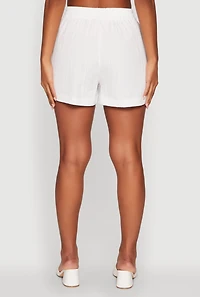 Trendy High Waisted Textured Knit Shorts with Pockets