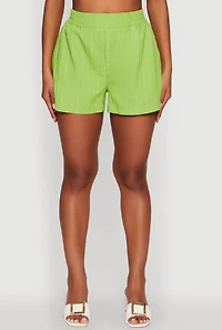 Womens Trendy High Waisted Textured Knit Shorts with Pockets, XL
