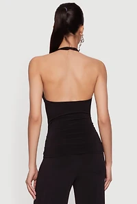 Cowl Halter Neck Side Ruched Top