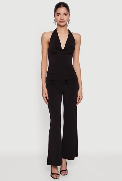 High Waisted Pull On Wide Leg Pants