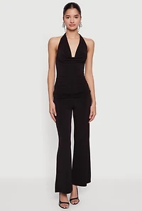 High Waisted Pull On Wide Leg Pants